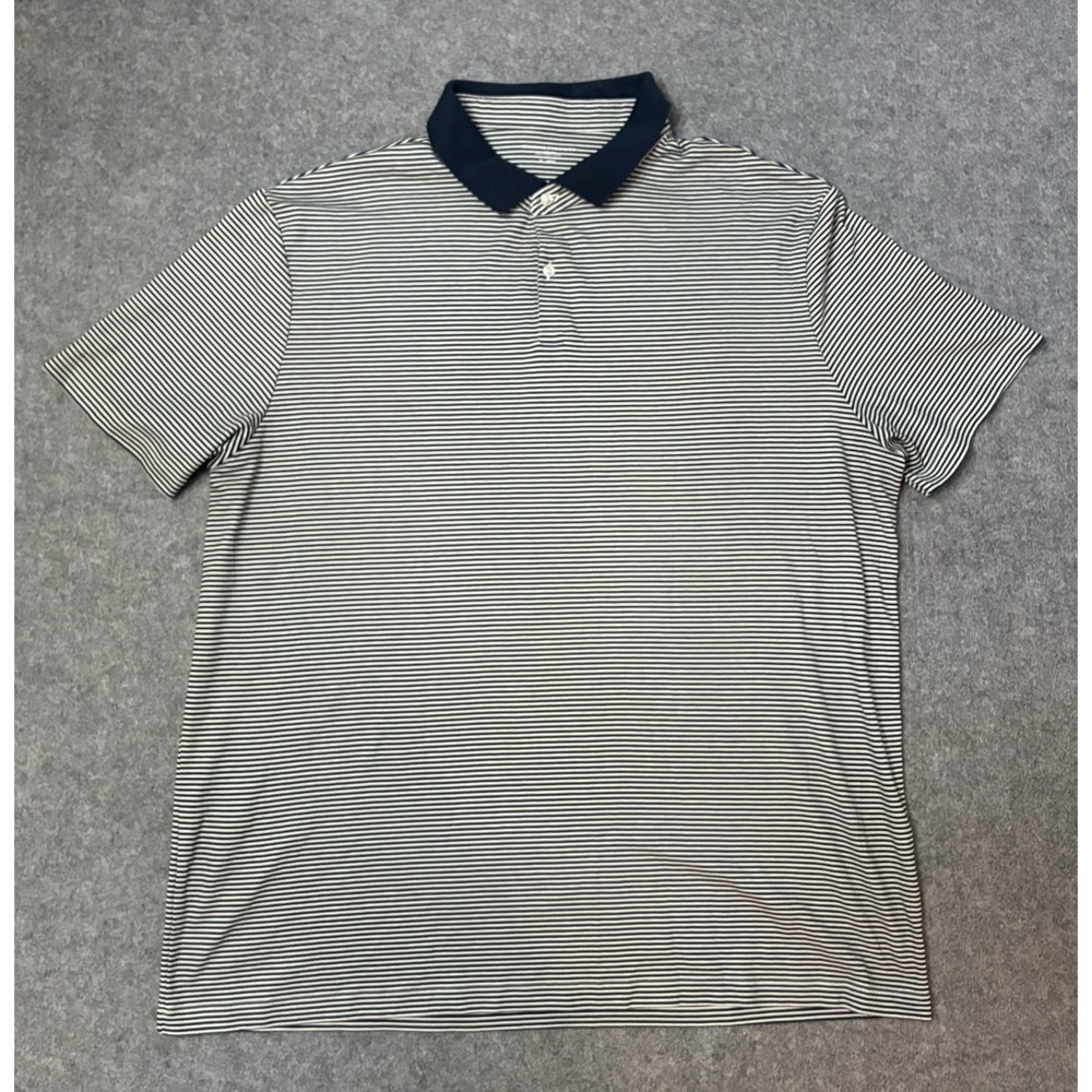 Charles Tyrwhitt Polo Shirt Mens 2XL XXL Stripped White Black Performance Golf